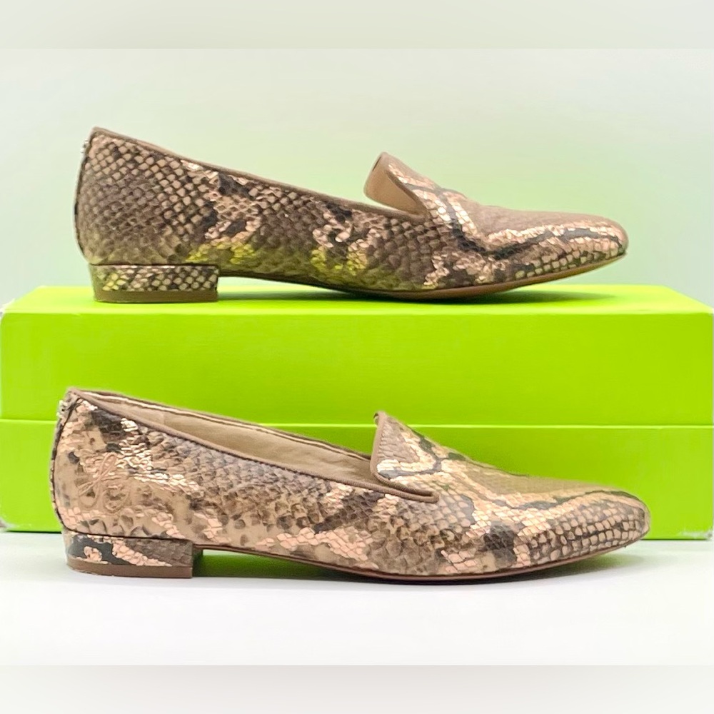 SAM EDELMAN Jordy Loafer Leather Embossed Snake Print. Size 6.5